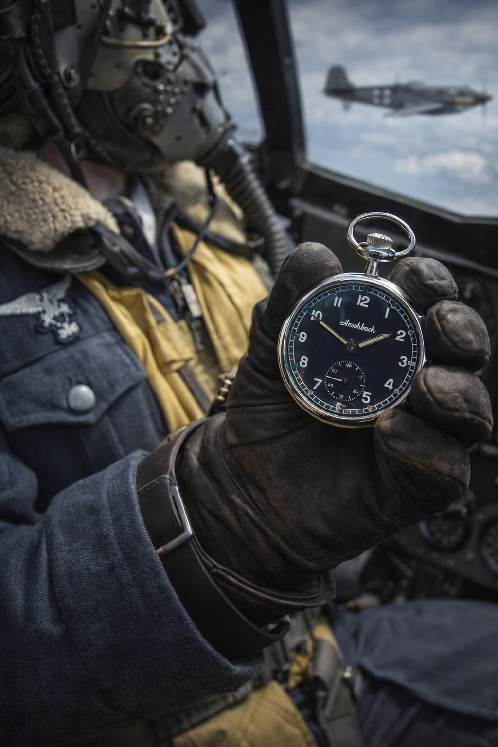 Aeschbach WW2 Pattern German Airforce (Luftwaffe) 17 Jewel Hand Wound Military Pocket Watch