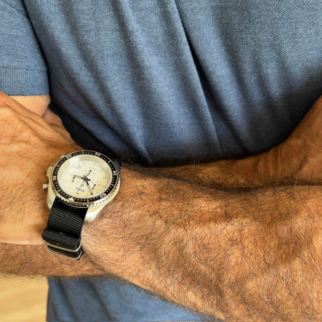 MWC NATO Pattern Stainless Steel Military Pilots Chronograph with Sapphire Crystal and Swiss Ronda Movement