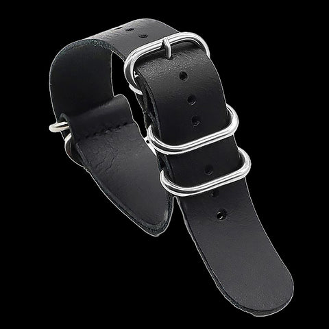 24mm Premium Black Carbon Fibre Watch Strap with Matching Stitching