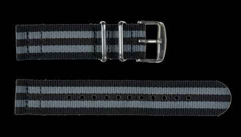 20mm Elasticated Black NATO Military Watch Strap with PVD Buckles