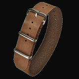 18mm Brown Leather NATO Pattern Military Watch Strap