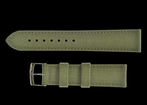 2 Piece Retro Pattern 24mm Canvas Military Watch Strap in Ivory / Khaki - The Ideal Durable Fabric Strap for Military Watches