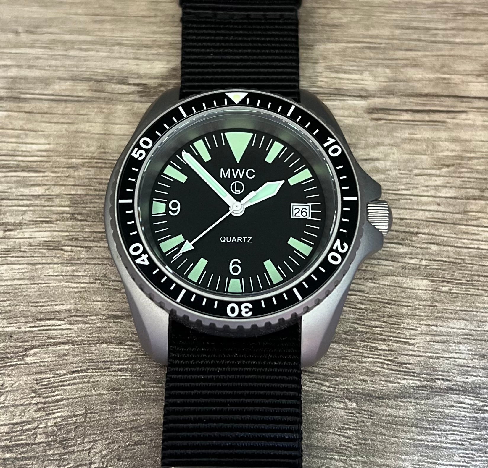 Current NATO Pattern Quartz Military Divers Watch with Sapphire Crystal and 10 Year Battery Life - NATO STOCK NUMBER NSN 6645-99-157-3496