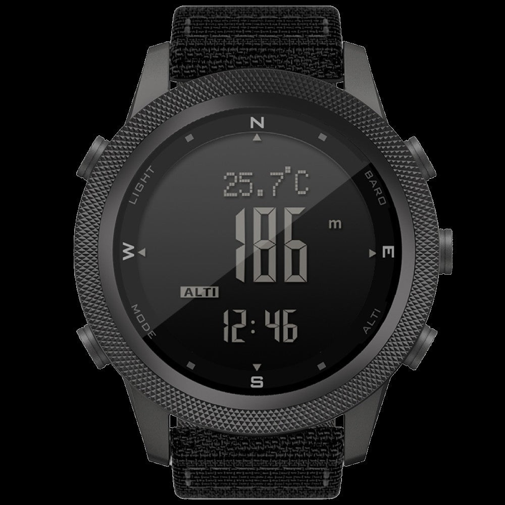 Tactical Military Watch with LCD Digital Display. Functions Include Altimeter, Barometer, Compass, Dual Time Zones and Step Counter