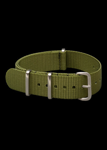 20mm Black Calf Leather Zulu Military Watch Strap