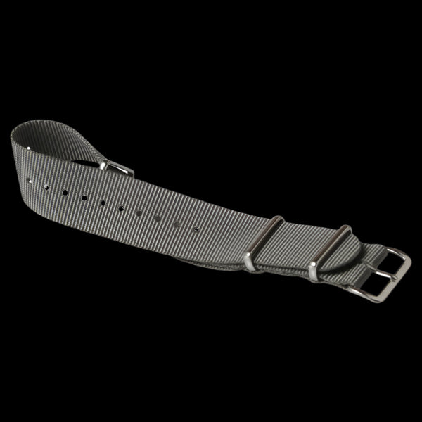 Single Pass 24mm Admiralty Grey NATO Military Watch Strap in Ballistic Nylon with Stainless Steel Fasteners