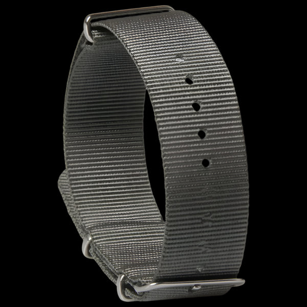 Single Pass 24mm Admiralty Grey NATO Military Watch Strap in Ballistic Nylon with Stainless Steel Fasteners