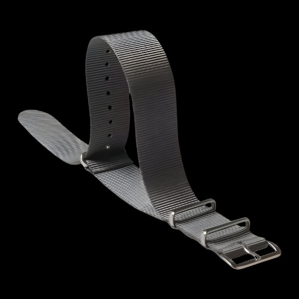 Single Pass 24mm Admiralty Grey NATO Military Watch Strap in Ballistic Nylon with Stainless Steel Fasteners