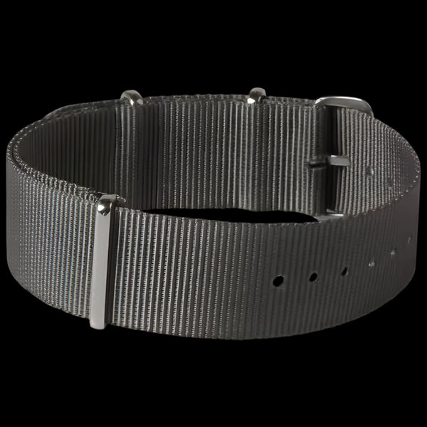 Single Pass 24mm Admiralty Grey NATO Military Watch Strap in Ballistic Nylon with Stainless Steel Fasteners