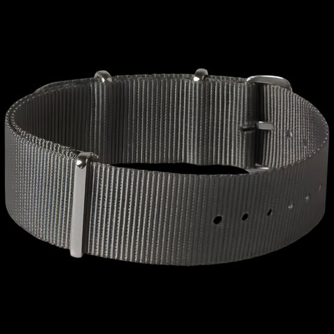 Single Pass 24mm Admiralty Grey NATO Military Watch Strap in Ballistic Nylon with Stainless Steel Fasteners