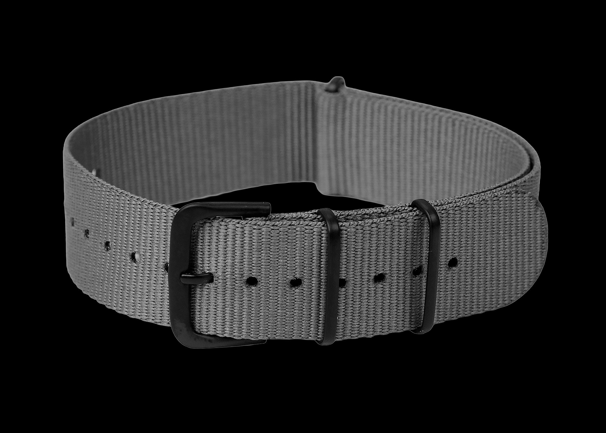 20mm Grey NATO Watch Strap with PVD Black Covert Buckles