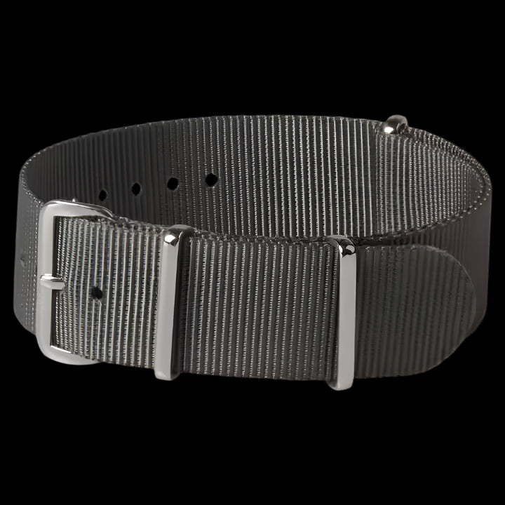 Single Pass 24mm Admiralty Grey NATO Military Watch Strap in Ballistic Nylon with Stainless Steel Fasteners