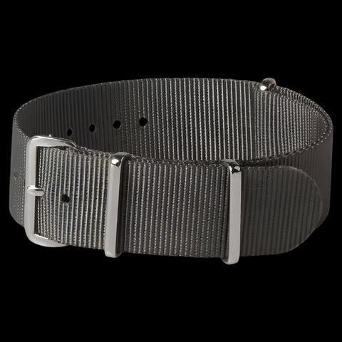 Single Pass 24mm Admiralty Grey NATO Military Watch Strap in Ballistic Nylon with Stainless Steel Fasteners