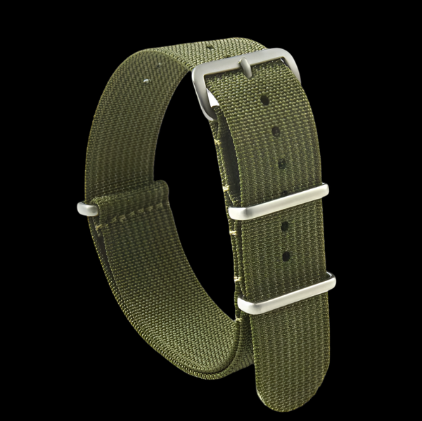 18mm Ribbed Army Green NATO Military Watch Strap