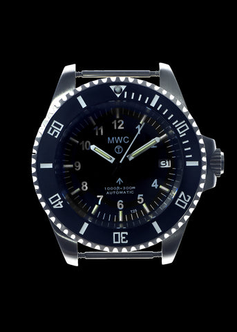 MWC 24 Jewel 300m Automatic Military Divers Watch with Tritium GTLS Illumination, Sapphire Crystal and Ceramic Bezel and Steel Bracelet