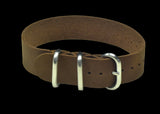 22mm Brown Calf Leather Zulu Military Watch Strap