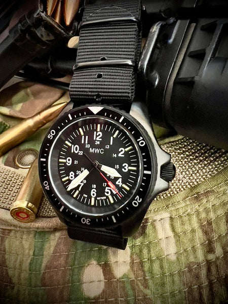 MWC Automatic Black PVD Military Divers Watch  - Tritium / GTLS Illumination, Sapphire Crystal and 60 Hour Power Reserve