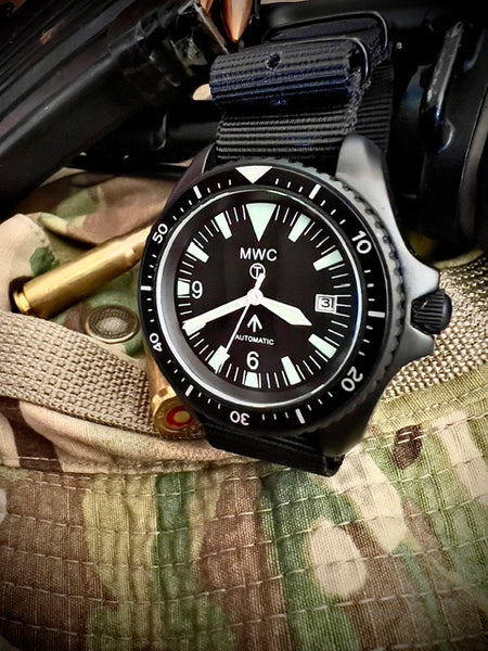 MWC 1999-2001 Pattern Black PVD Automatic Military Divers Watch - Sapphire Crystal and 60 Hour Power Reserve