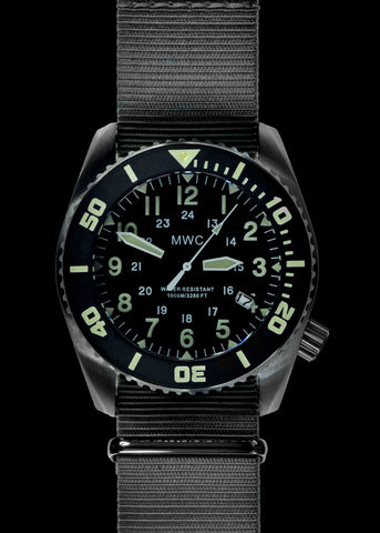 MWC "Depthmaster" 100atm / 3,280ft / 1000m Water Resistant Military Divers Watch in PVD Stainless Steel Case with GTLS and Helium Valve (10 Year Battery Life)