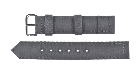 2 Piece Retro Pattern 18mm Canvas Military Watch Strap in Admiralty Grey - The Ideal Strap for Older Military Watches