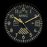 MWC Limited Edition Altimeter Wall Clock with Retro Pattern Dial and Silent Quartz Movement  with Sweep Second Hand (Size 22.5 cm / approx 9