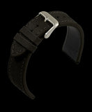 2 Piece Retro Pattern 24mm Canvas Military Watch Strap in Black - The Ideal Durable Fabric Strap for Military Watches