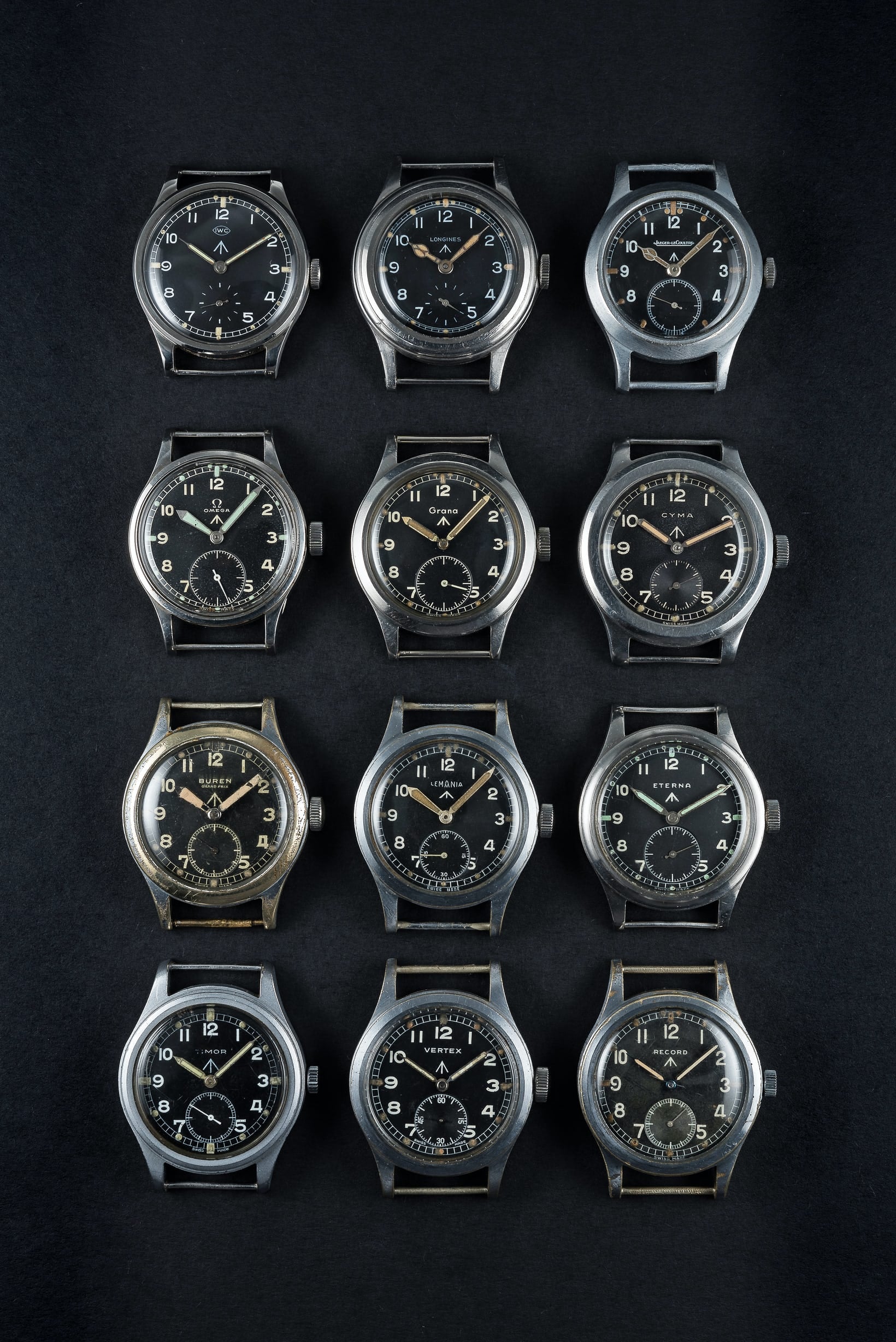 MWC 1940s/1950s "Dirty Dozen" Pattern General Service Watch with Sapphire Box Crystal and 21 Jewel Automatic Movement