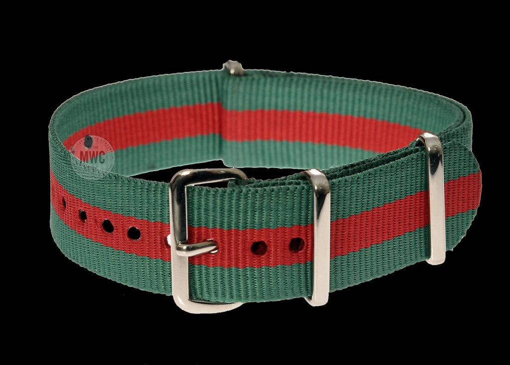 18mm Green and Red NATO Military Watch Strap