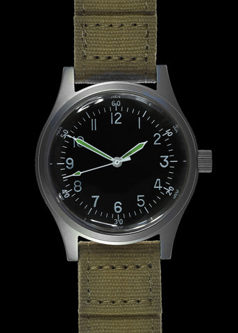 Aeschbach WW2 Pattern German Wehrmacht & Luftwaffe Dienstuhr (Army/Airforce Service Watch) with 24 Jewel Hand Wound Swiss Made Sellita SW216 Movement and Box Sapphire Crystal - Special Introductory Price