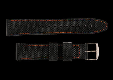 MWC 20mm Silicone Watch Strap with Orange Stitching