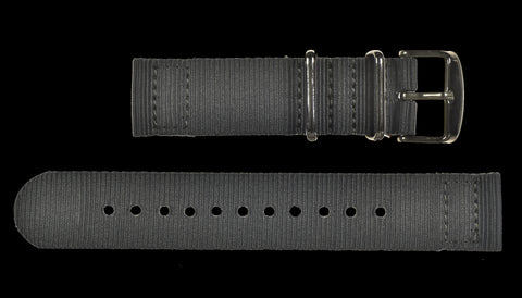 2 Piece Retro Pattern 22mm Canvas Military Watch Strap in Black - The Ideal Durable Fabric Strap for Military Watches