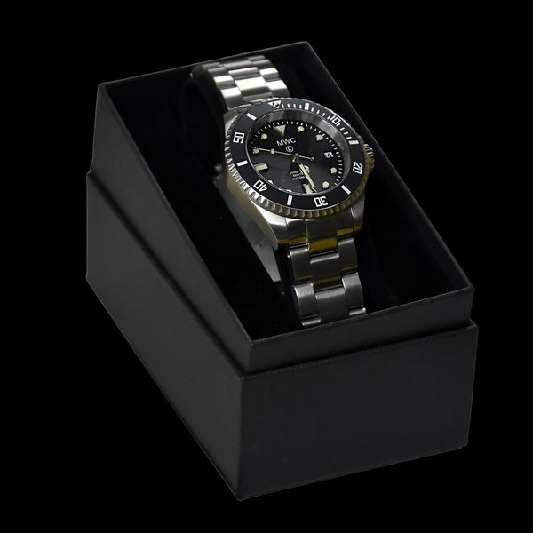 MWC 2021 Model 21 Jewel 300m Automatic Military Divers Watch with Sapphire Crystal and Ceramic Bezel on a Steel Bracelet